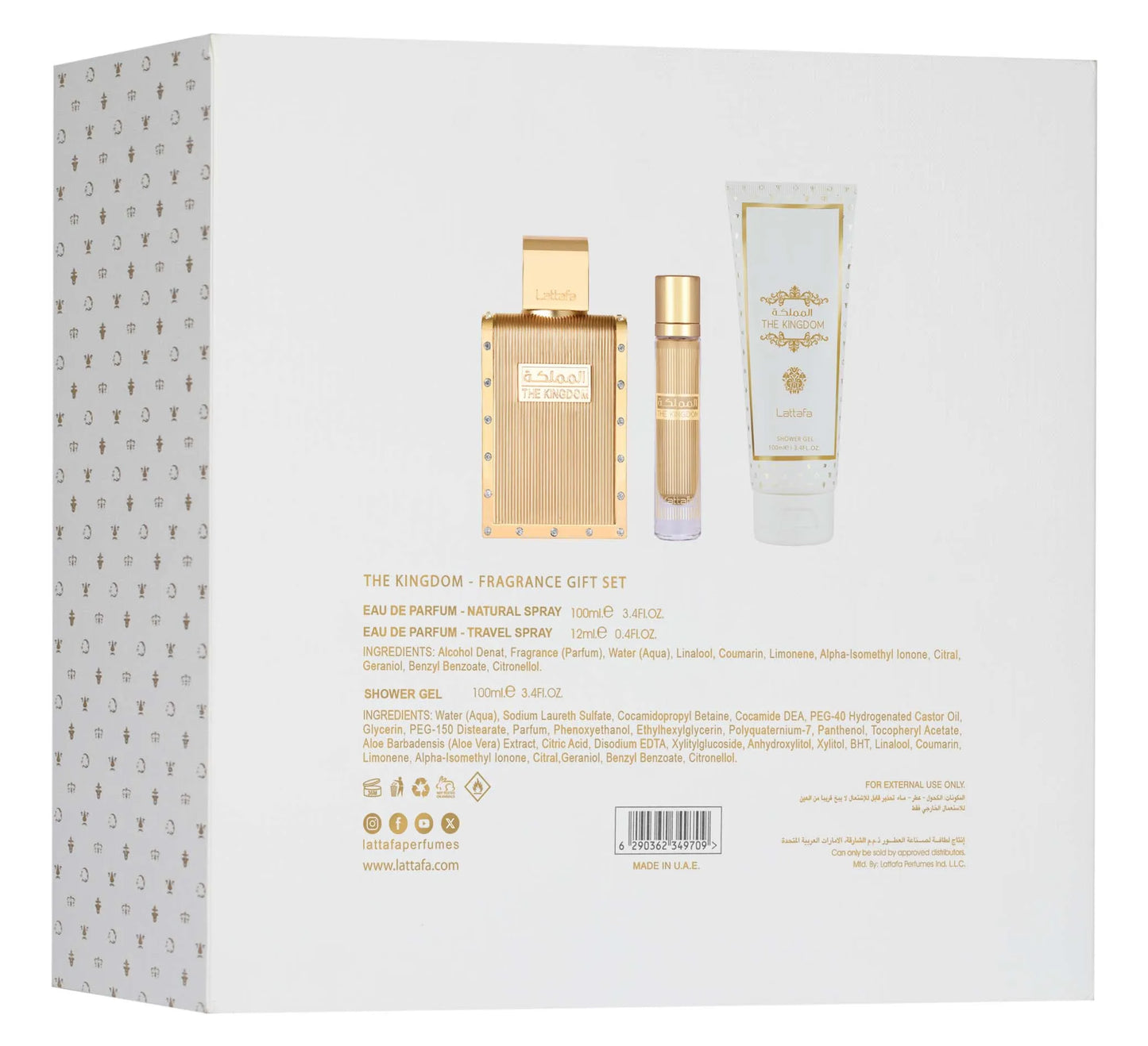 Lattafa The Kingdom Man Gift Set 100ml + 12ml + Gel de Ducha